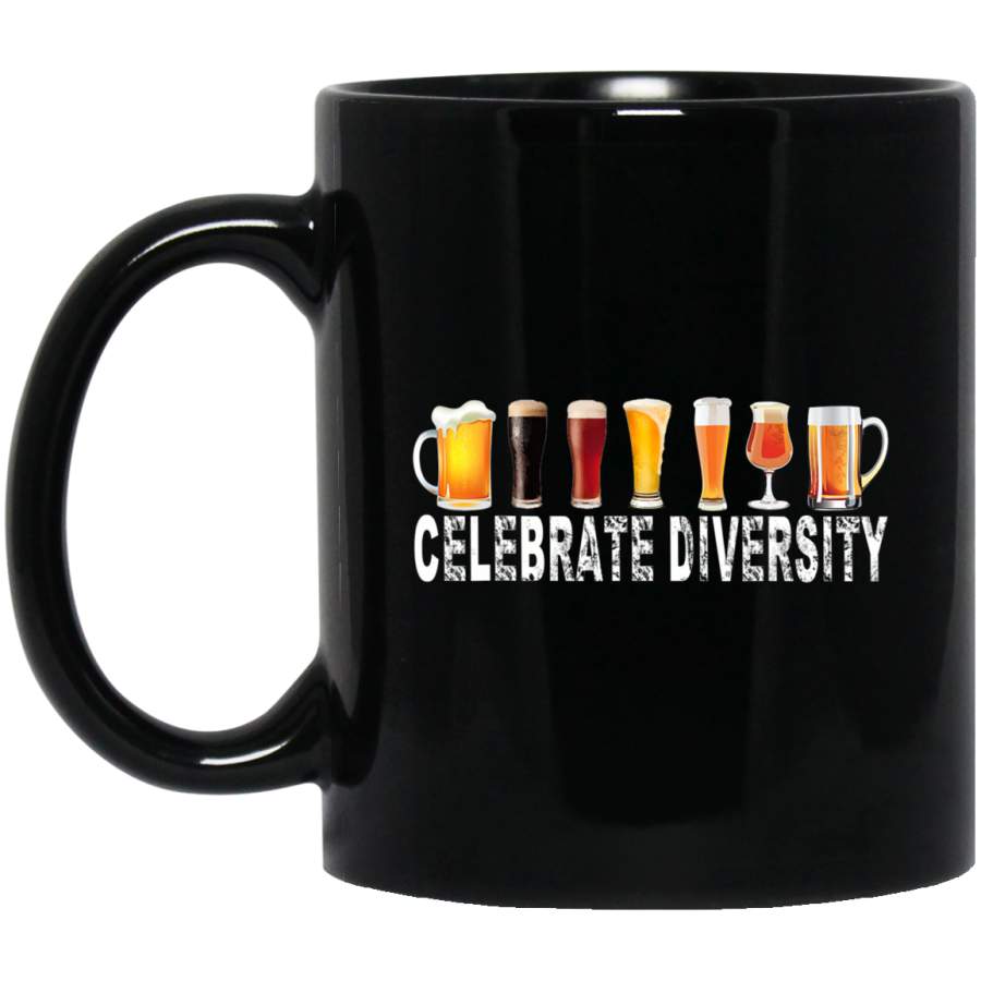 Celebrate Diversity Beer 11oz 15oz Black Mug Happy Easter Day Funny Colors Eggs Bunny Ears Peeps Cute