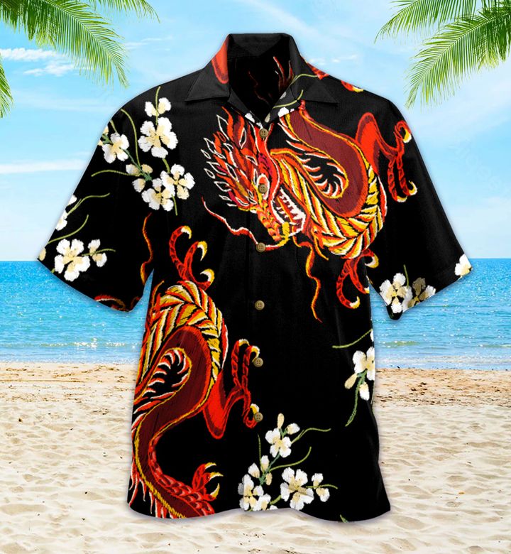 Chinese Dragon Black Hawaii Shirt Ha43419