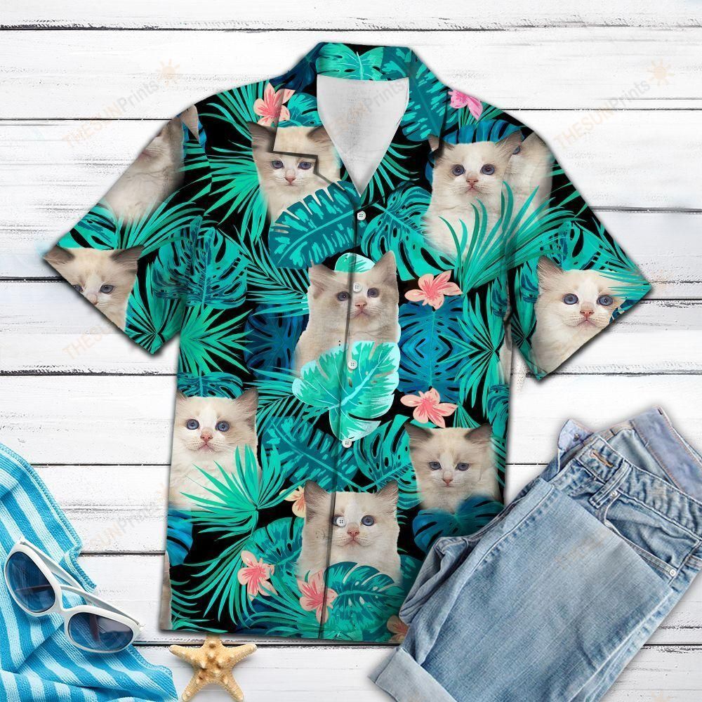 Ragdoll Kittens Green Tropical Hawaiian Shirt Ha2611