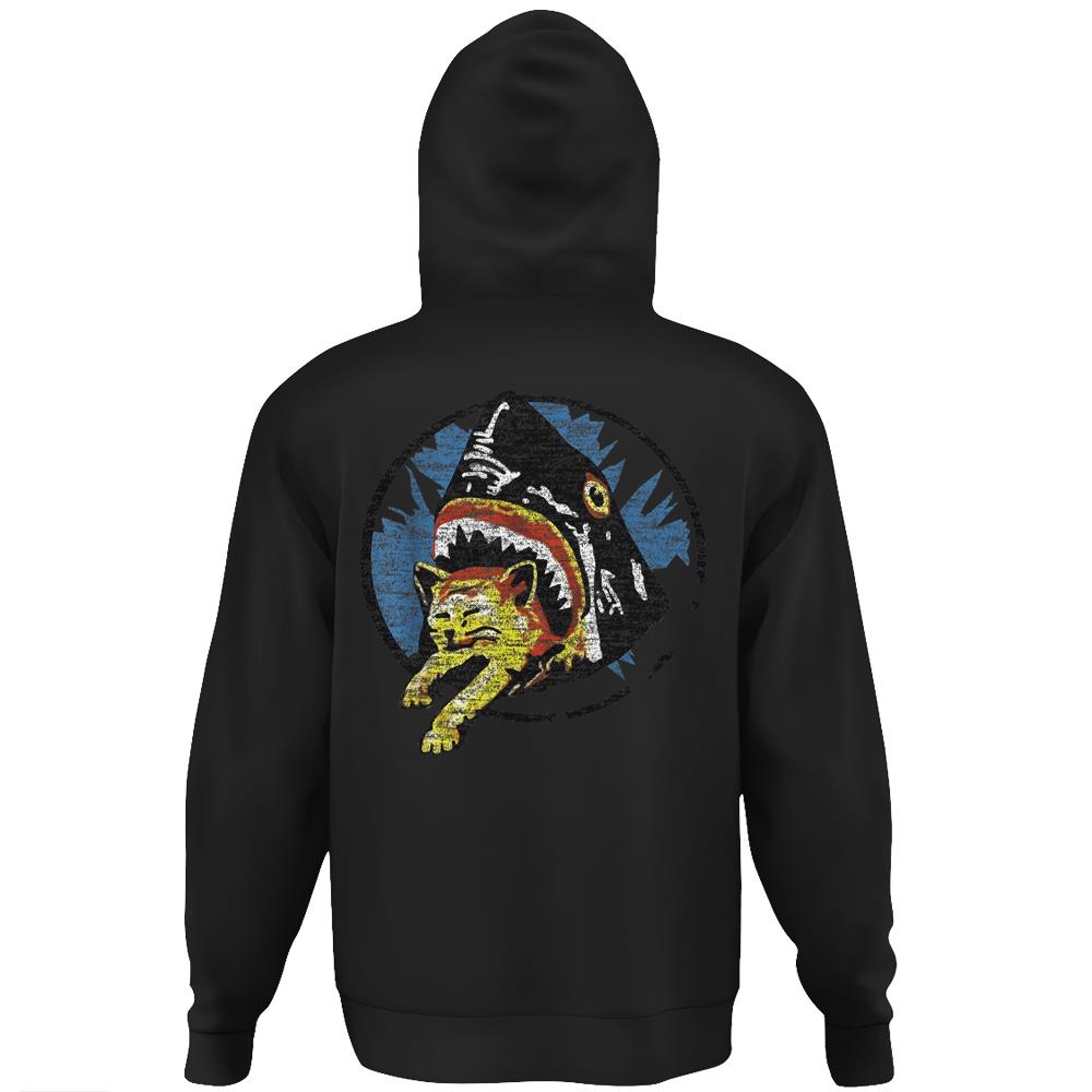 Shark Eating A Cat Hoodie Print On Back