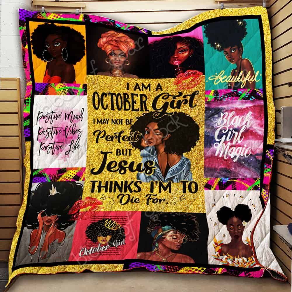 October Girl Black Queen GS-CL-NT3010 Quilt Blanket