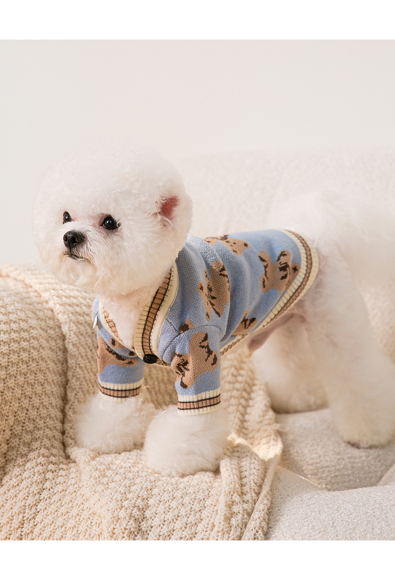 Winter Pet Clothes Christmas Cute Bear Pattern Dogs Sweater Warm Cotton Small Medium Dogs Knitted Coats Chihuahua Ropa Perro alx