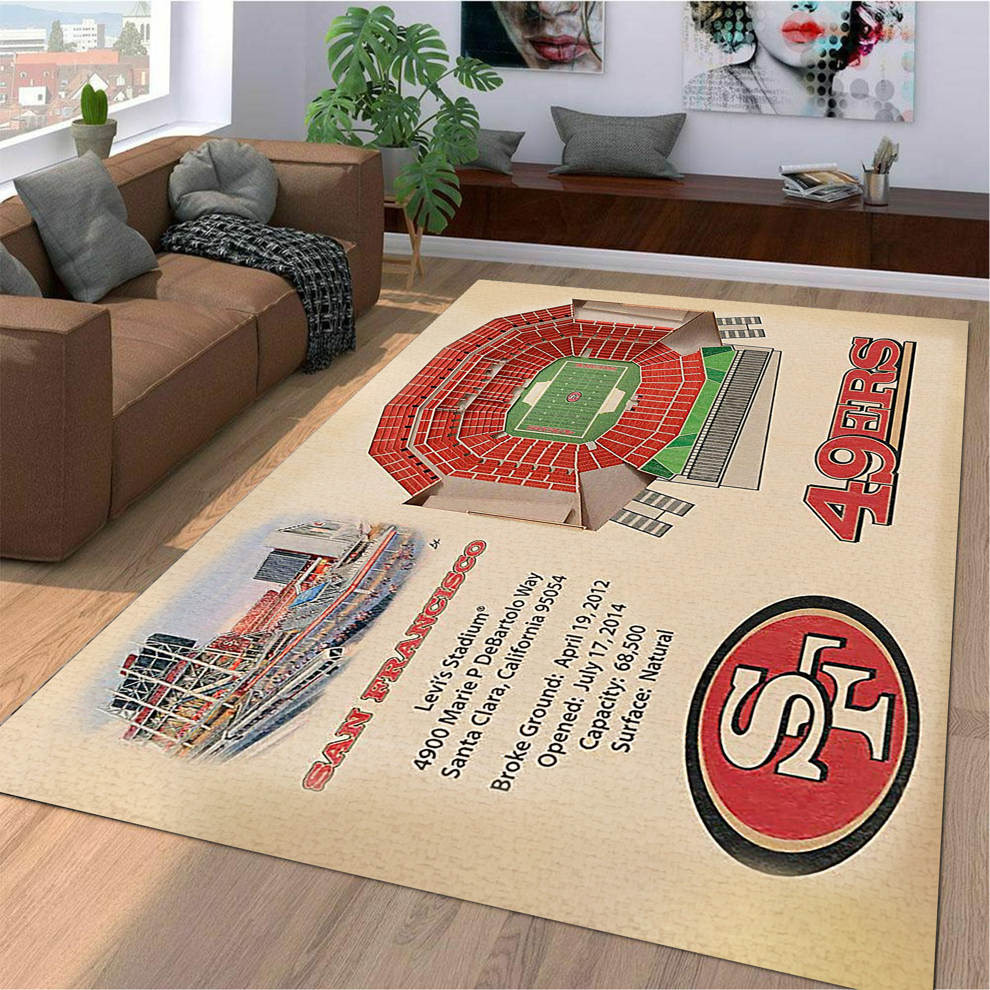 Fan Deco – San Francisco 49Ers Stadium 3D View Area Rug