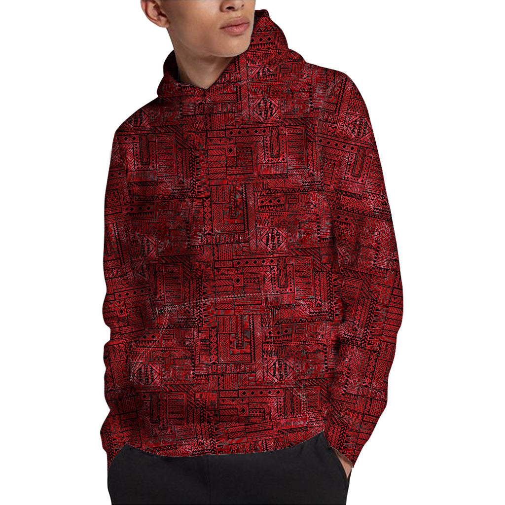 Red And Black African Ethnic Print Pullover Hoodie