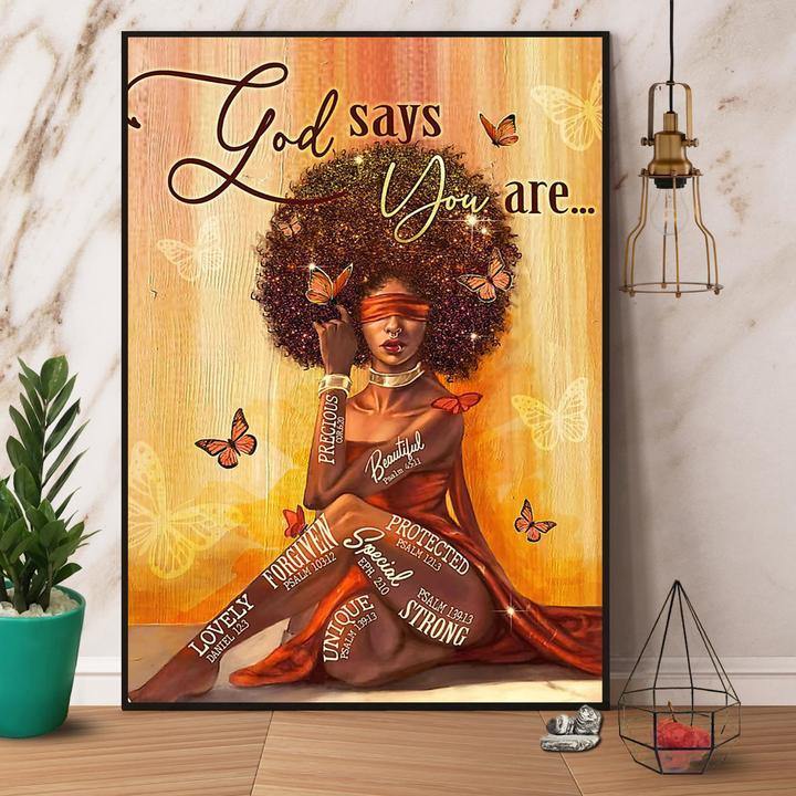 Beautiful Queen God Says You Are Beautiful Protected Unique Strong Butterfly Orange Print Gift Gift For Family Home Decor Matte Canvas Canvas Prints