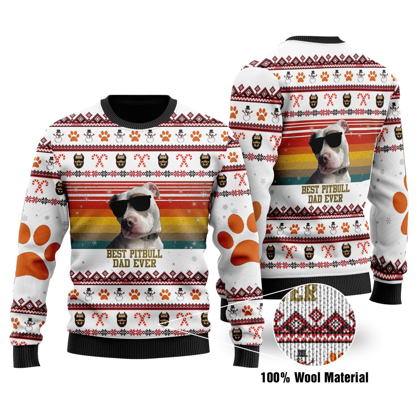 Best Pitbull Dad Ever Christmas Ugly Sweater | Unisex | Full Size | Adult | Colorful | US1731