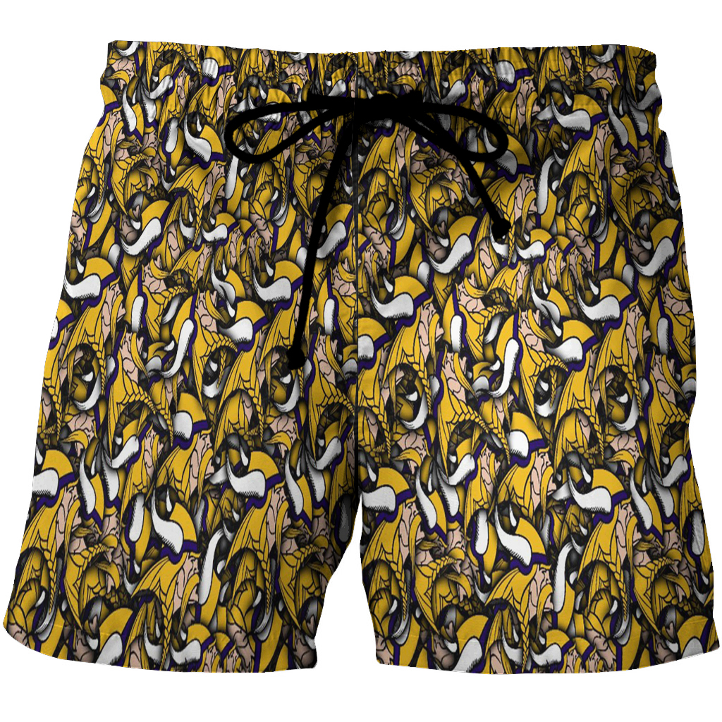 Minnesota Vikings Emblem V10 3D All Over Print Summer Beach Hawaiian Short