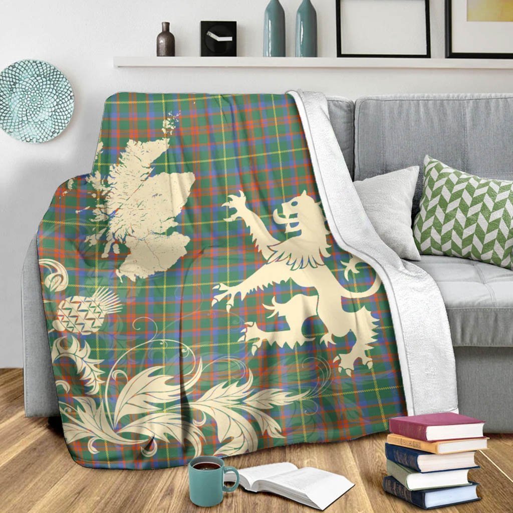 Tartan Blanket Mackintosh Hunting Ancient Tartan Scotland Lion Thistle Map Plaid Blanket