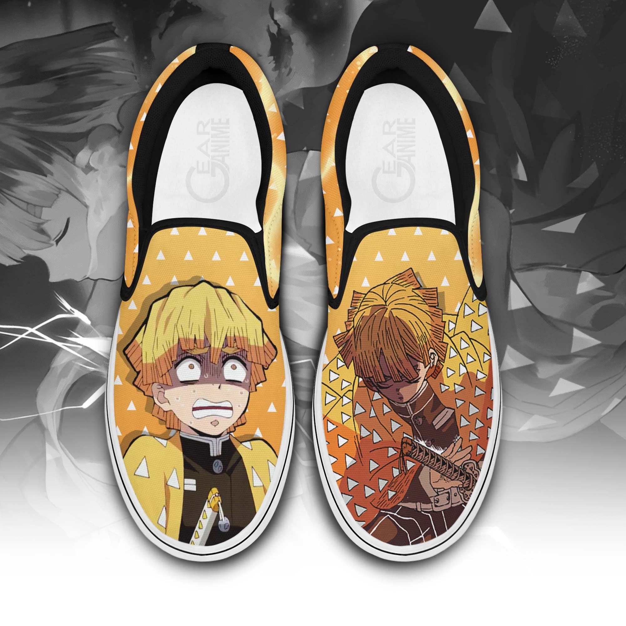 Zenitsu Slip On Sneakers Canvas Custom Demon Slayer Anime Shoes Unisex Men Women