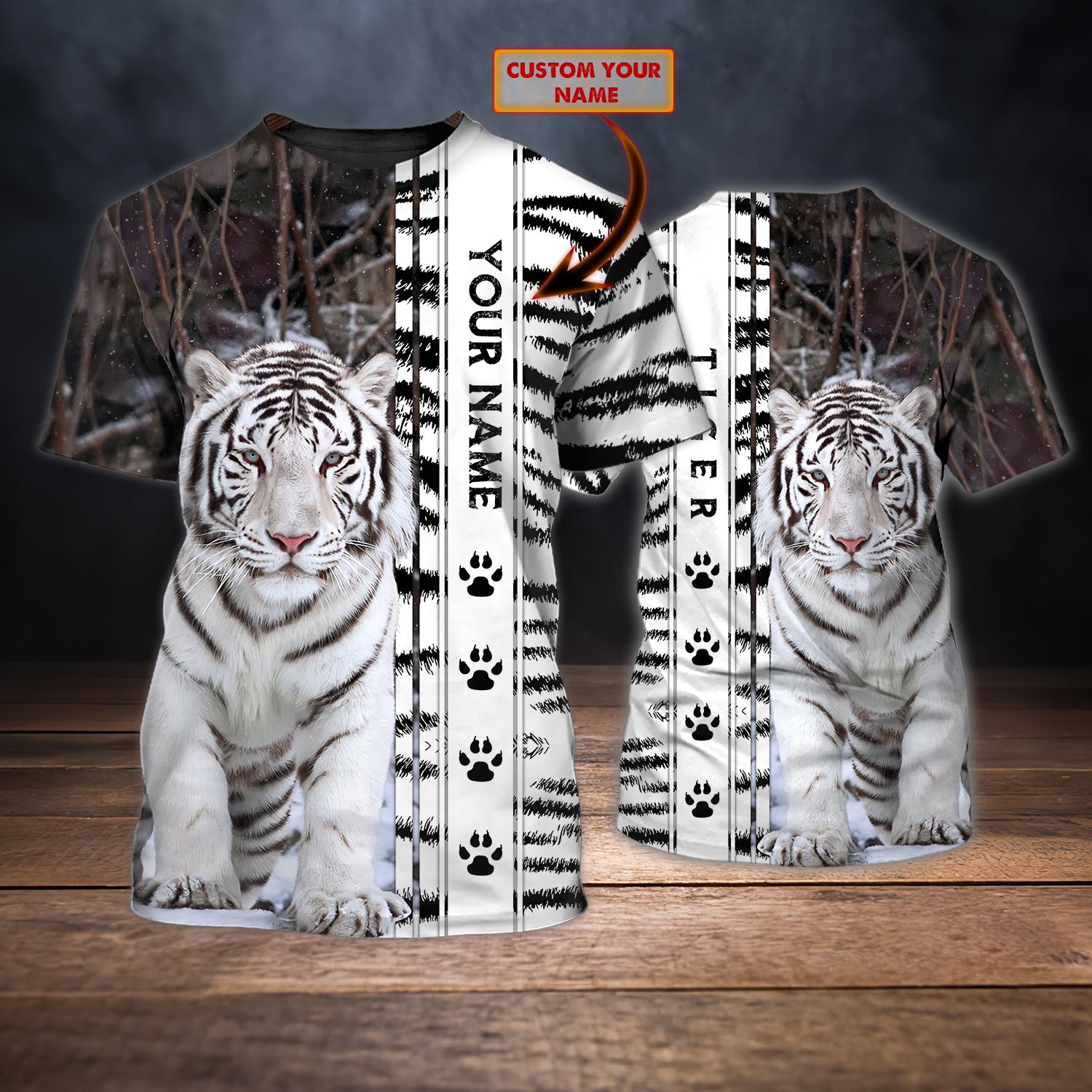 White Tiger – Personalized Name 3D T Shirt – Nsd99