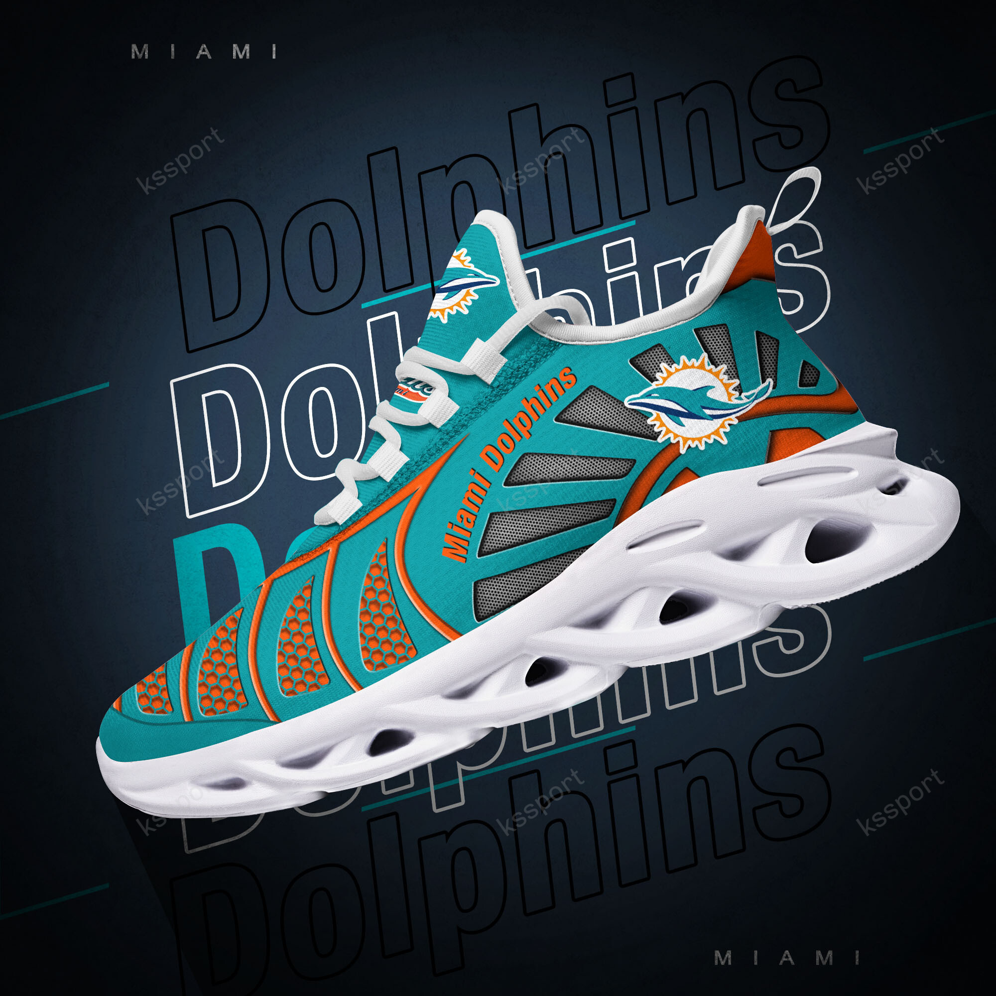 Miami Dolphins Yezy Running Sneakers Bg998