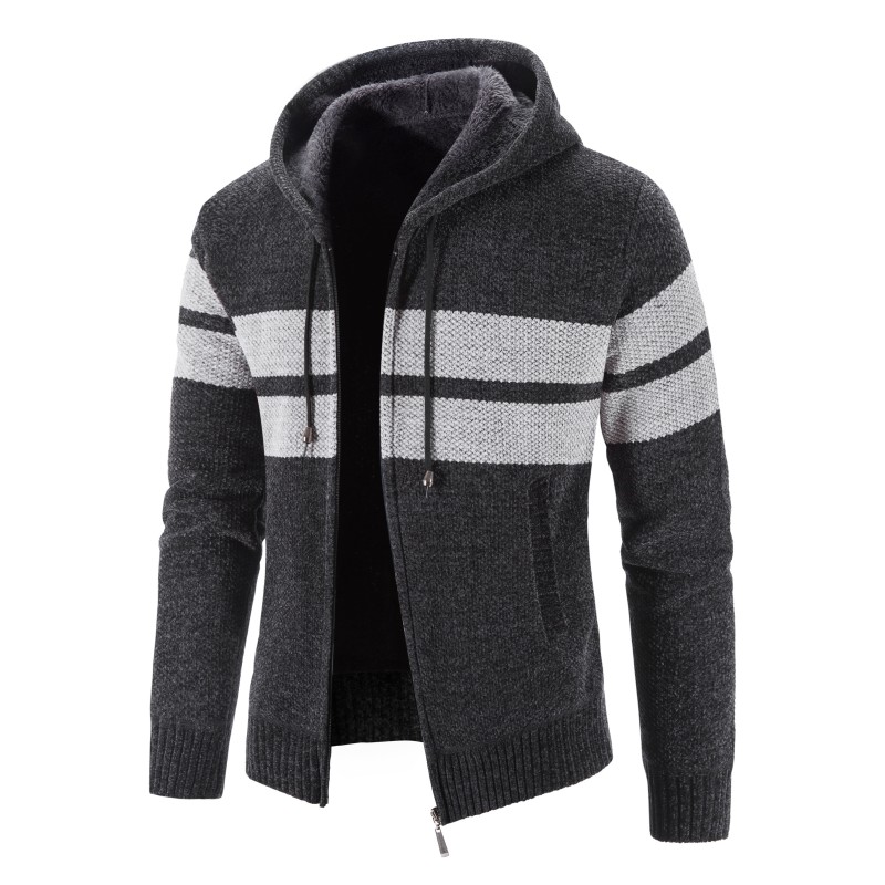 2022 Men Slim Fit Cardigan Men Hooded Casual Sweater Outwear Autumn Winter Male Business Warm Sweatercoats alx