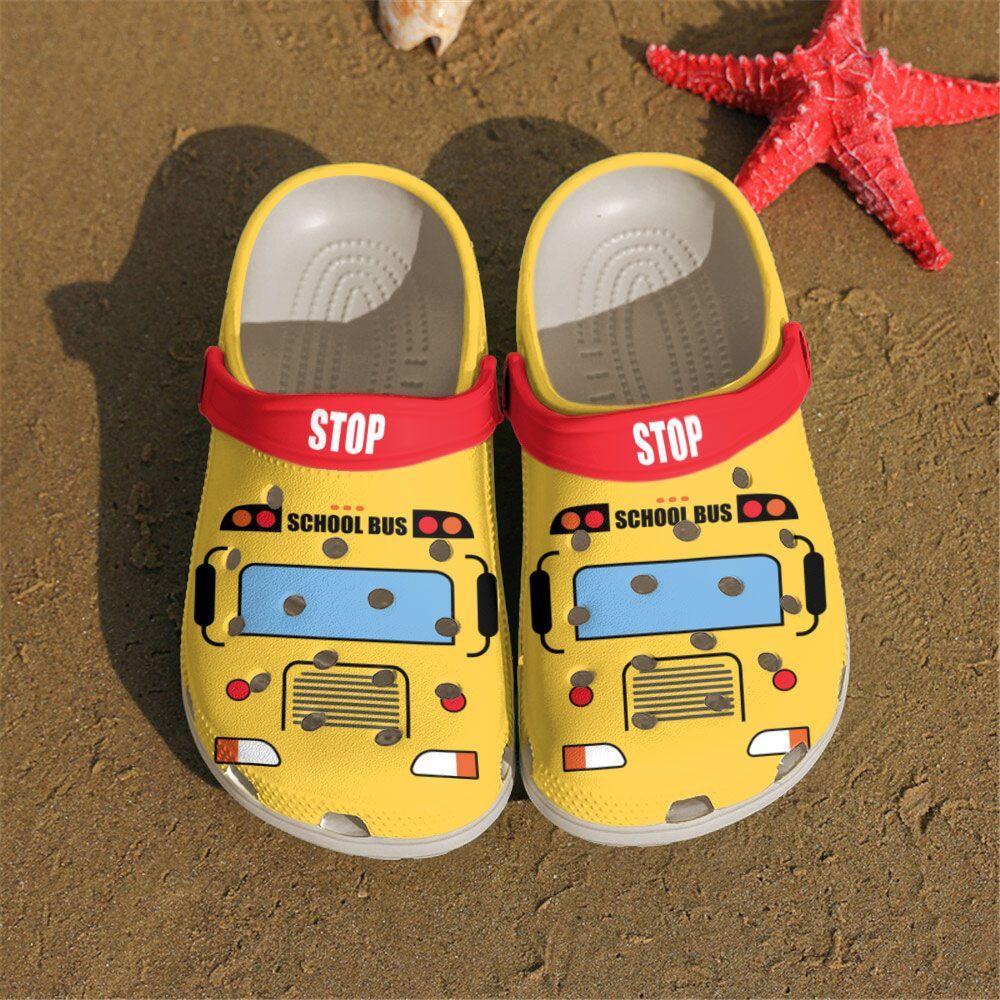 School Bus Driver Personalized Clog, Custom Name, Text, Color, Number Fashion Style For Women, Men, Kid, Print 3D Lovely School Bus