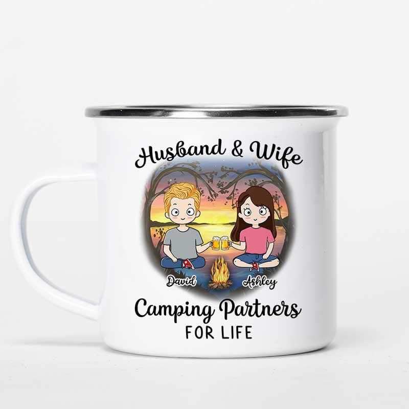 Camping Partners For Life Chibi Couple Personalized Campfire Mug