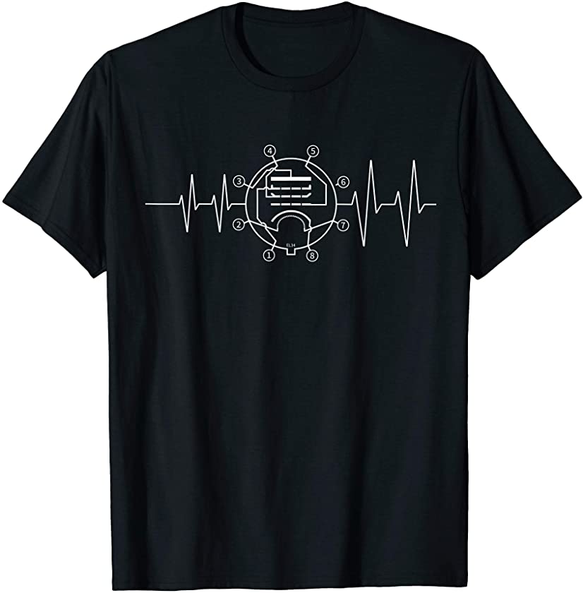 Vintage Retro EL34 Vacuum Tube Pinout Heartbeat Tube Amp T-Shirt