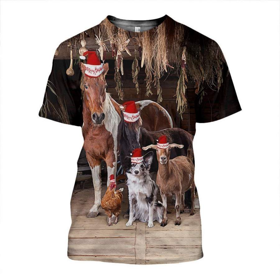 3D All Over Printed Christmas Family Farm Shirt