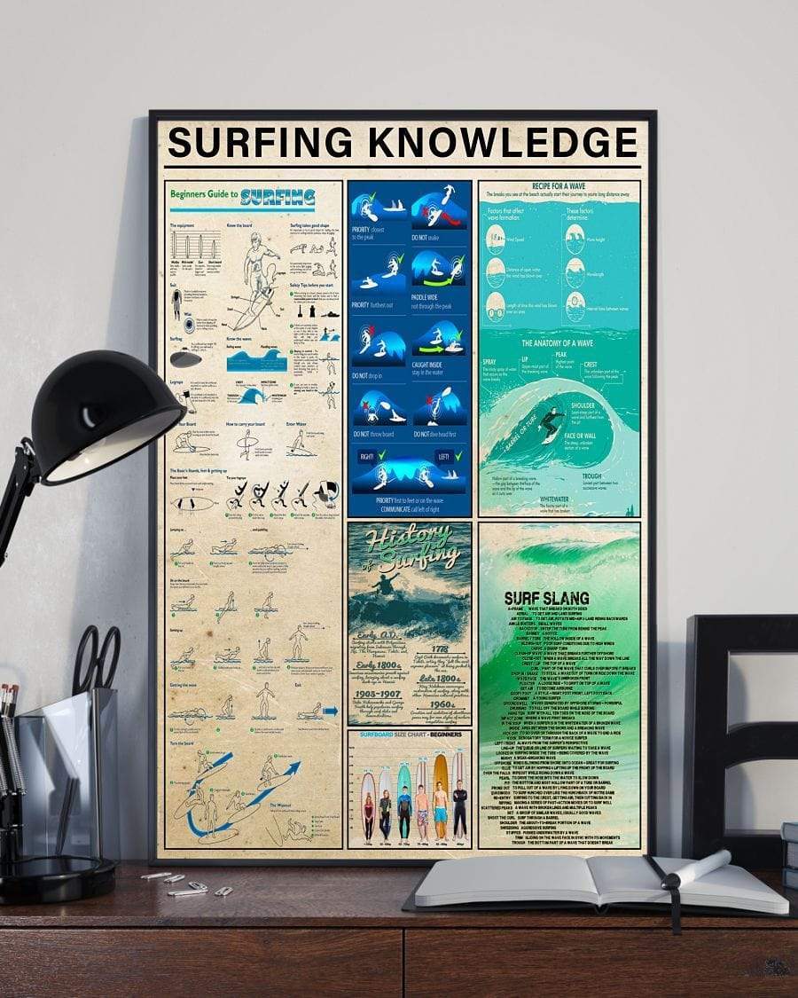 Surfing Knowledge Canvas Prints Gift For Surfer Poster Print, Wall Art Canvas, Poster Canvas Wall Decor