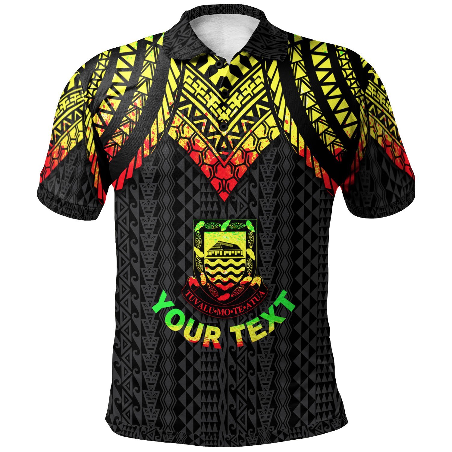 Tuvalu Custom Personalised Polo Shirt – Polynesian Armor Style Reagge – BN39