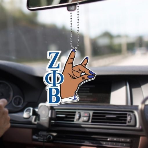 Zeta Phi Beta 1920 Zpb Greek Letters And Hand Sign Car Hanging Ornament