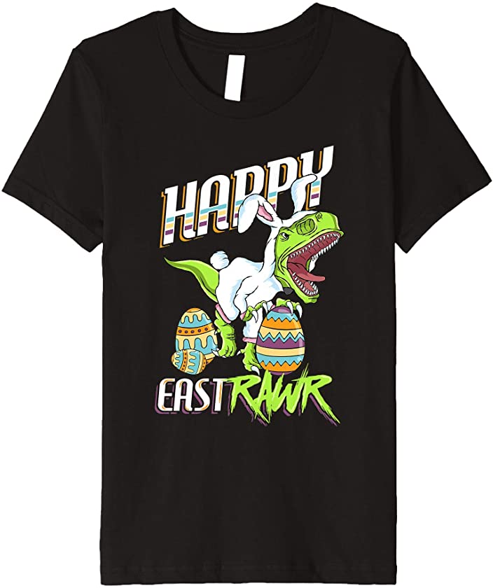 Kids Happy Eastrawr Cute Trex Dinosaur Easter Bunny Egg Hunt Gift Premium T-Shirt