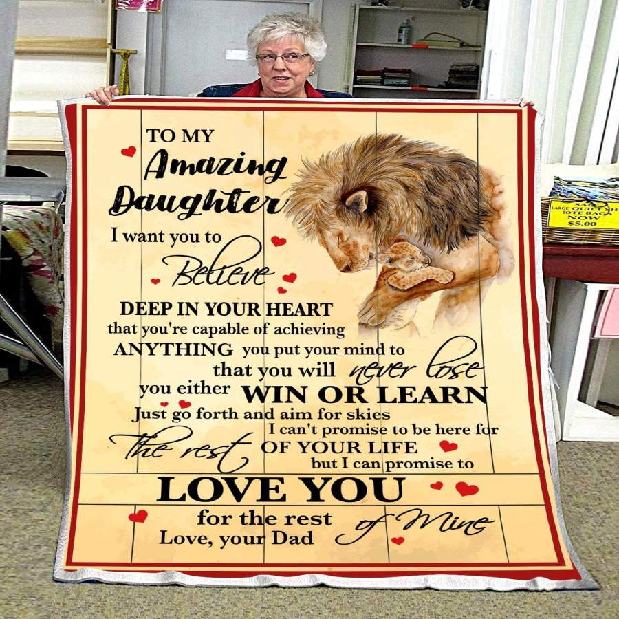 Lion Love You For The Rest Of Mine Message Dad Gift For Daughter Blanket