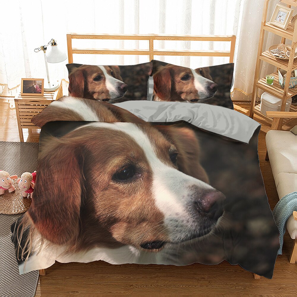 Cute Puppy Print Duvet Cover Full Size 200*240 Double Bedding Set Queen Dog Pattern Cover Pillowcase S