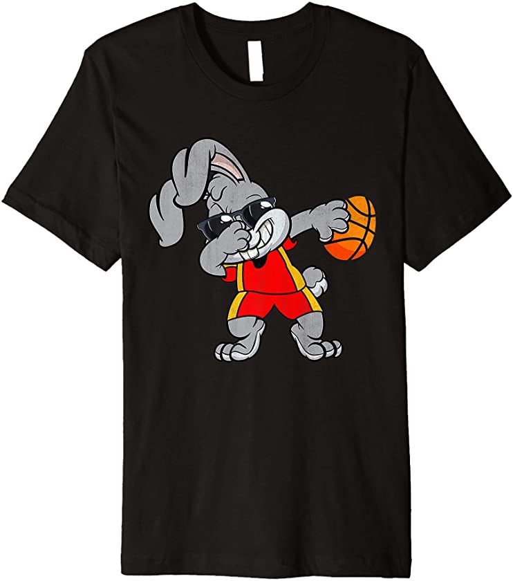 Best Cute Easter Bunny Dabbing Rabbit Basketball Egg Outfit Premium T-Shirt