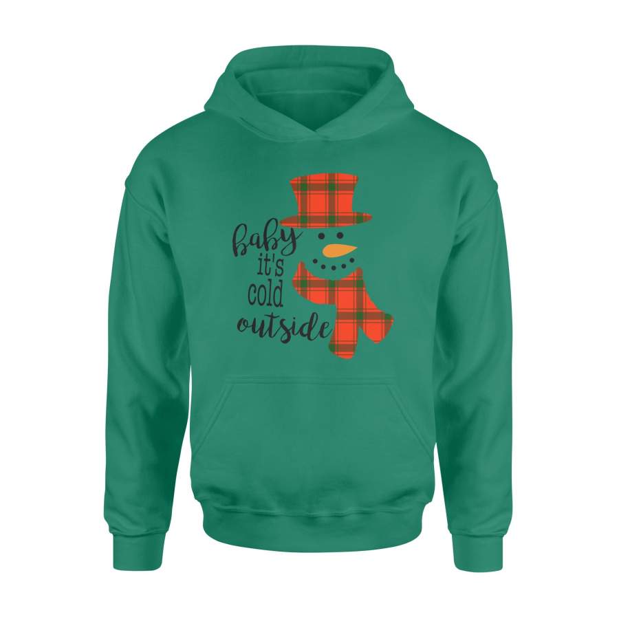 Baby It’s Cold Outside Snowman Red Buffalo Plaid Christmas Hoodie