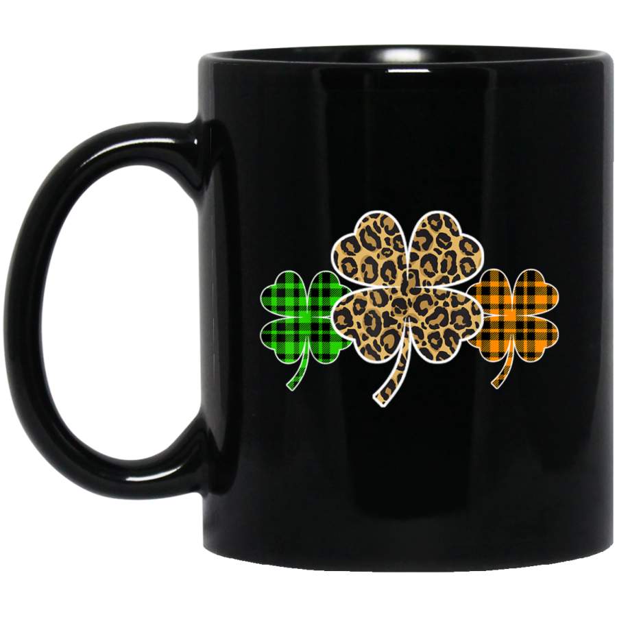 Buffalo Plaid Leopard Shamrock Mug Irish St Patricks Day Mug