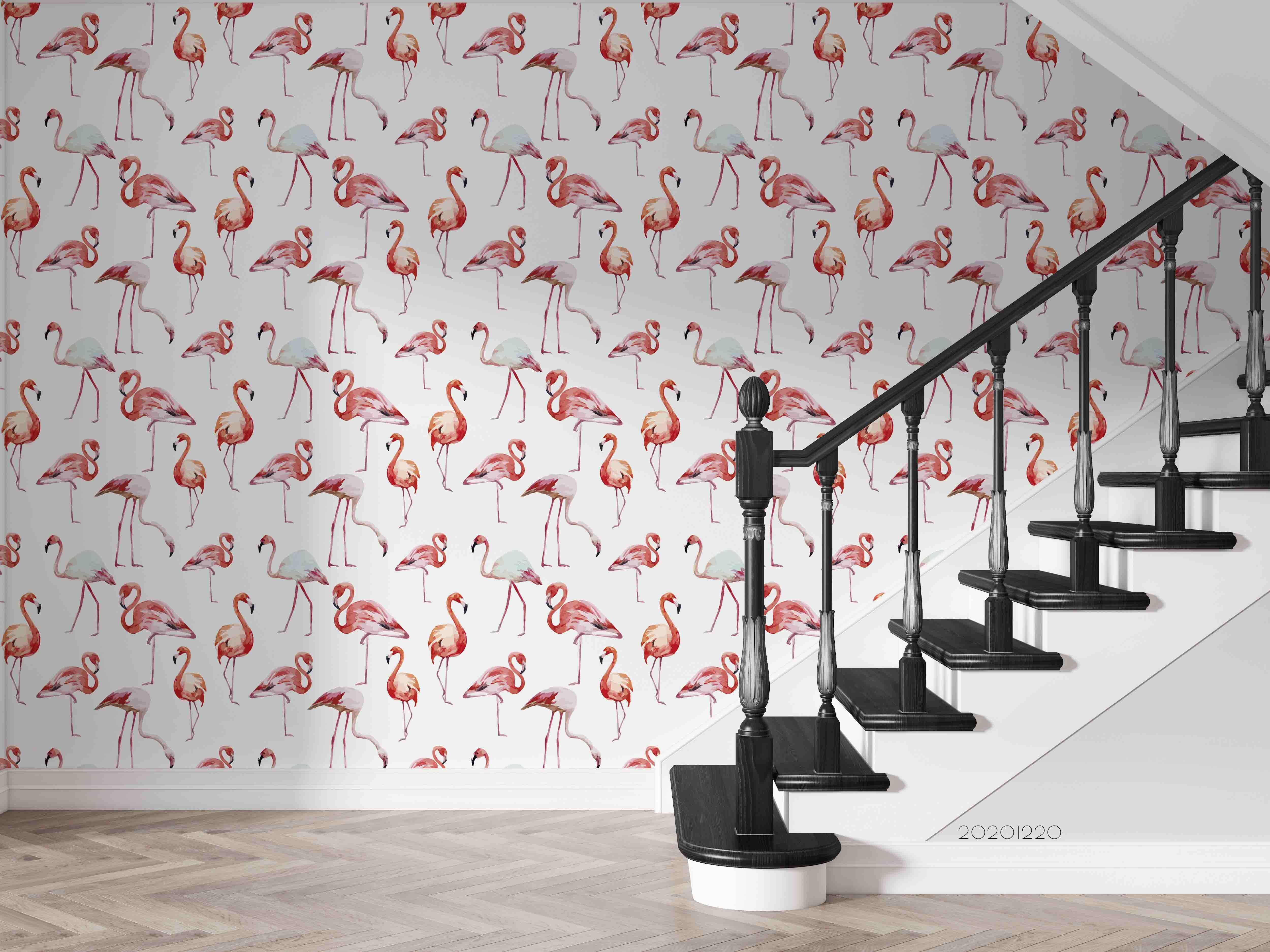 3D Hand Drawn Animal Flamingo Wall Mural Wallpaper Lqh 118