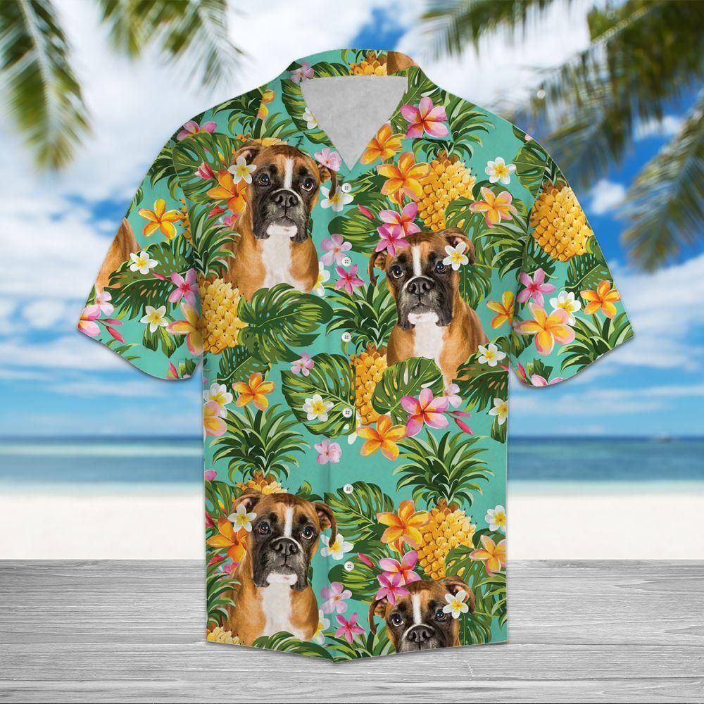 Tropical Pineapple Boxer Aloha Hawaiian Shirt Colorful Short Sleeve Summer Beach Casual Shirt For Men And Women