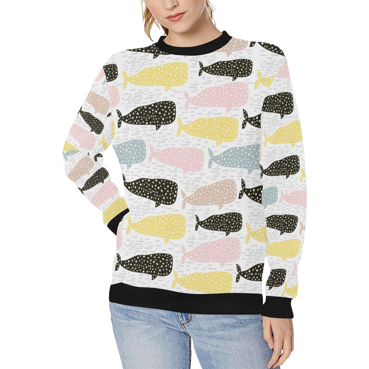 Whale dot pattern Women’s Crew Neck Sweatshirt