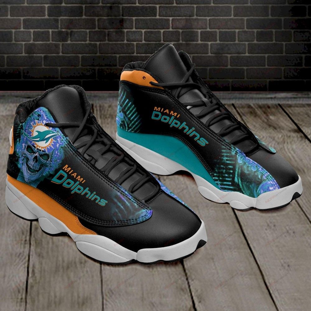 Miami Dolphins  Air Jordan 13 Sneakers Sport Shoes  For Fan Sport Skull Strong