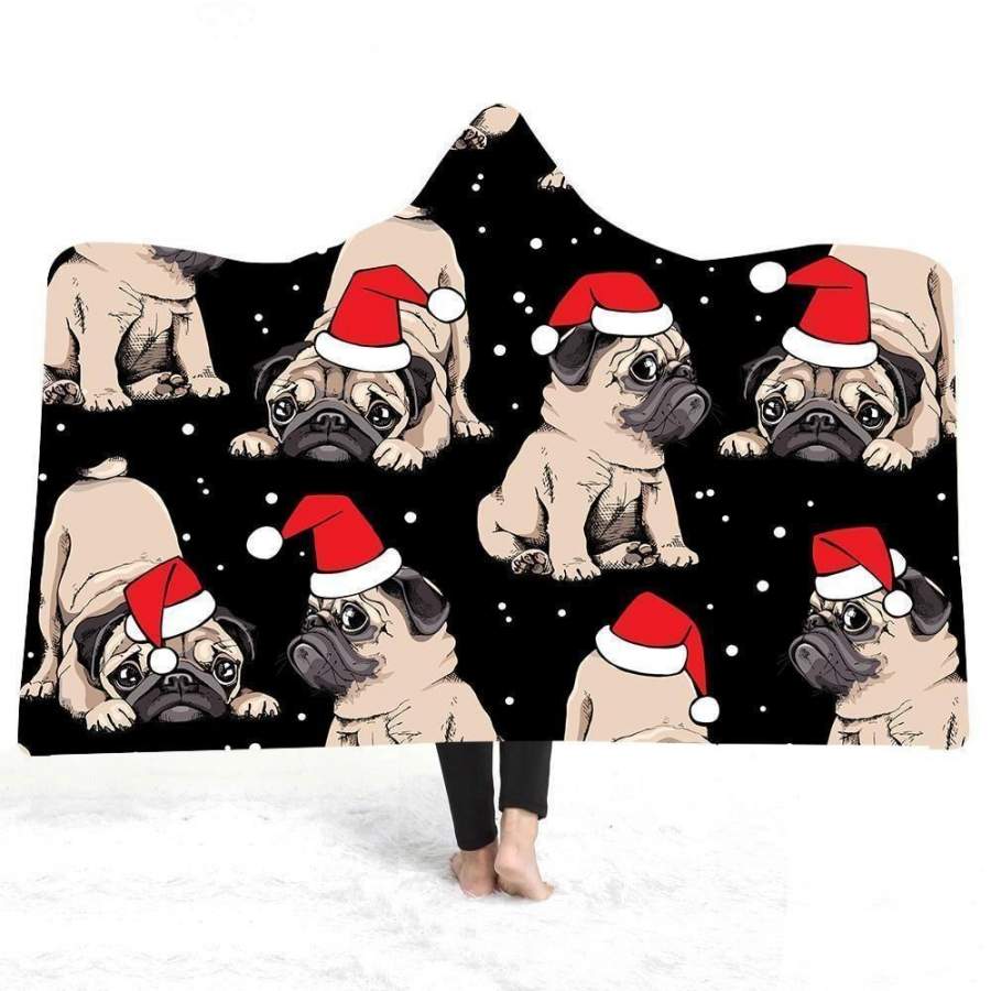 X-Mas Cute Bulldogs Hooded Blanket Christmas Decoration Ideas Christmas Gift Ideas