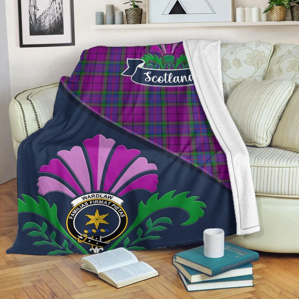 Wardlaw Crest Tartan Blanket Scotland Thistle A30