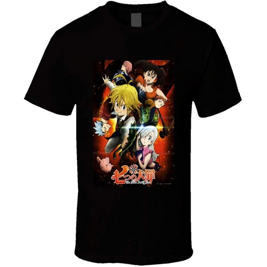 Classical Seven Deadly Sins Anime TV Show Poster Cool Fan Mens T Shirt