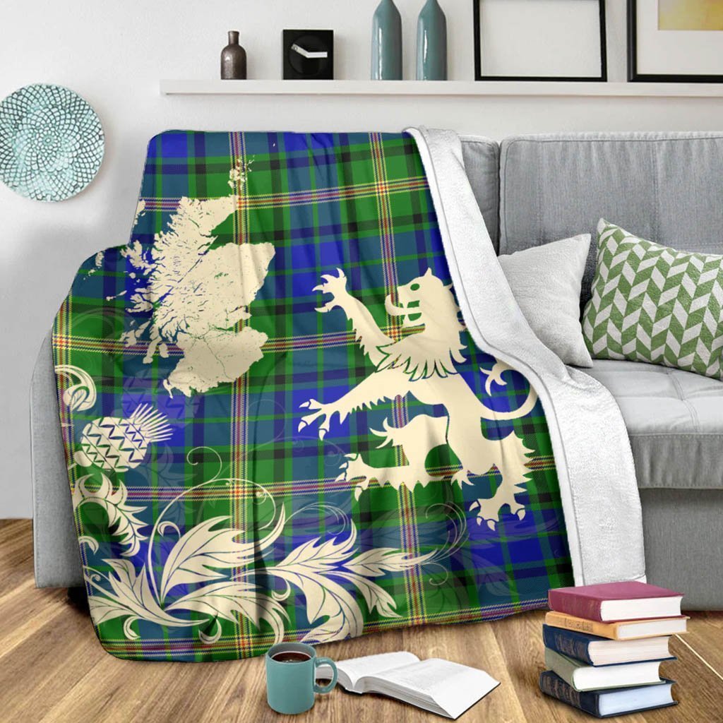 Tartan Blanket Maitland Tartan Scotland Lion Thistle Map Plaid Blanket