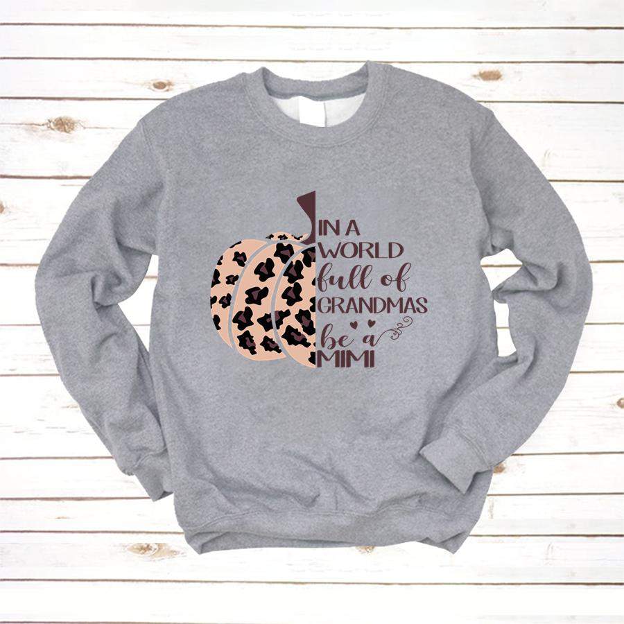 PERSONALIZED IN A WORLD FULL OFF GRANDMAS BE A MIMI PUMPKIN LEOPARD SHIRT