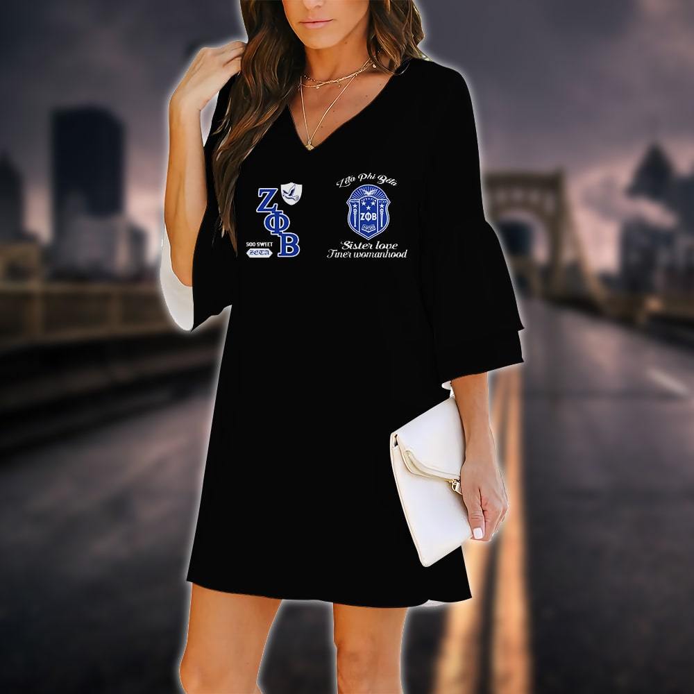 Zeta Phi Beta 3D Printed V-neck Dress 05