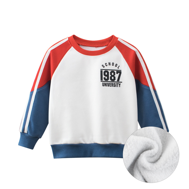 Children’s Plush Sweatshirts 2022 Autumn Winter Pullover Top for Boys Girls Fleece Hoodies Letter Print Long Sleeve Kids Clothes alx