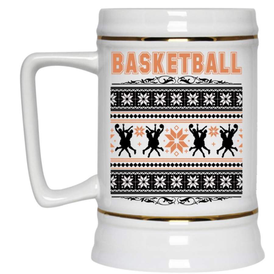 Ugly Christmas Beer Stein 22oz, Basketball Beer Mug