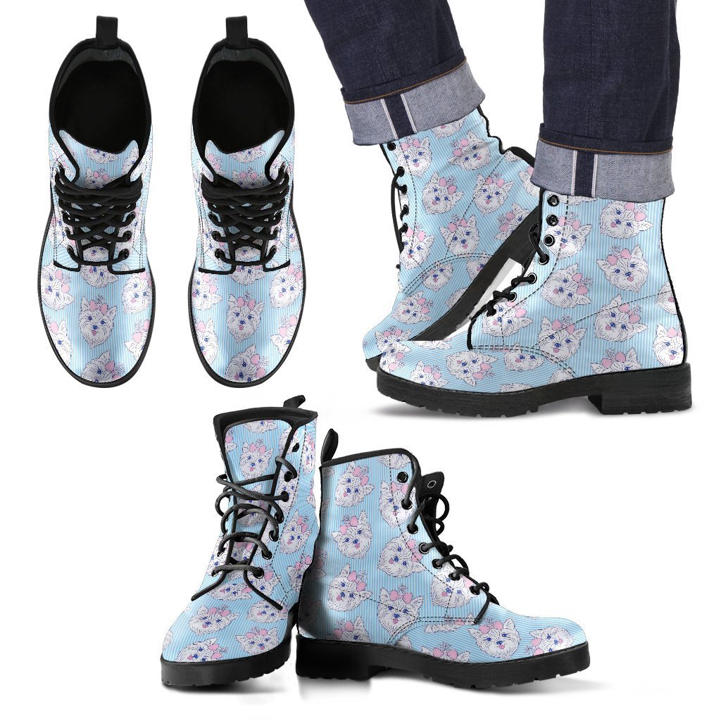 Dog Yorkshire Terrier Puppy Pattern Print Men Women Leather Boots Fashion Boots Custom Shoes