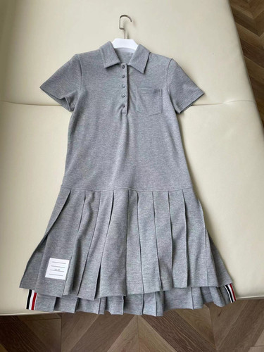 TB summer new trendy brand drape cotton piqué breathable dry and washable Polo pleated dress alx