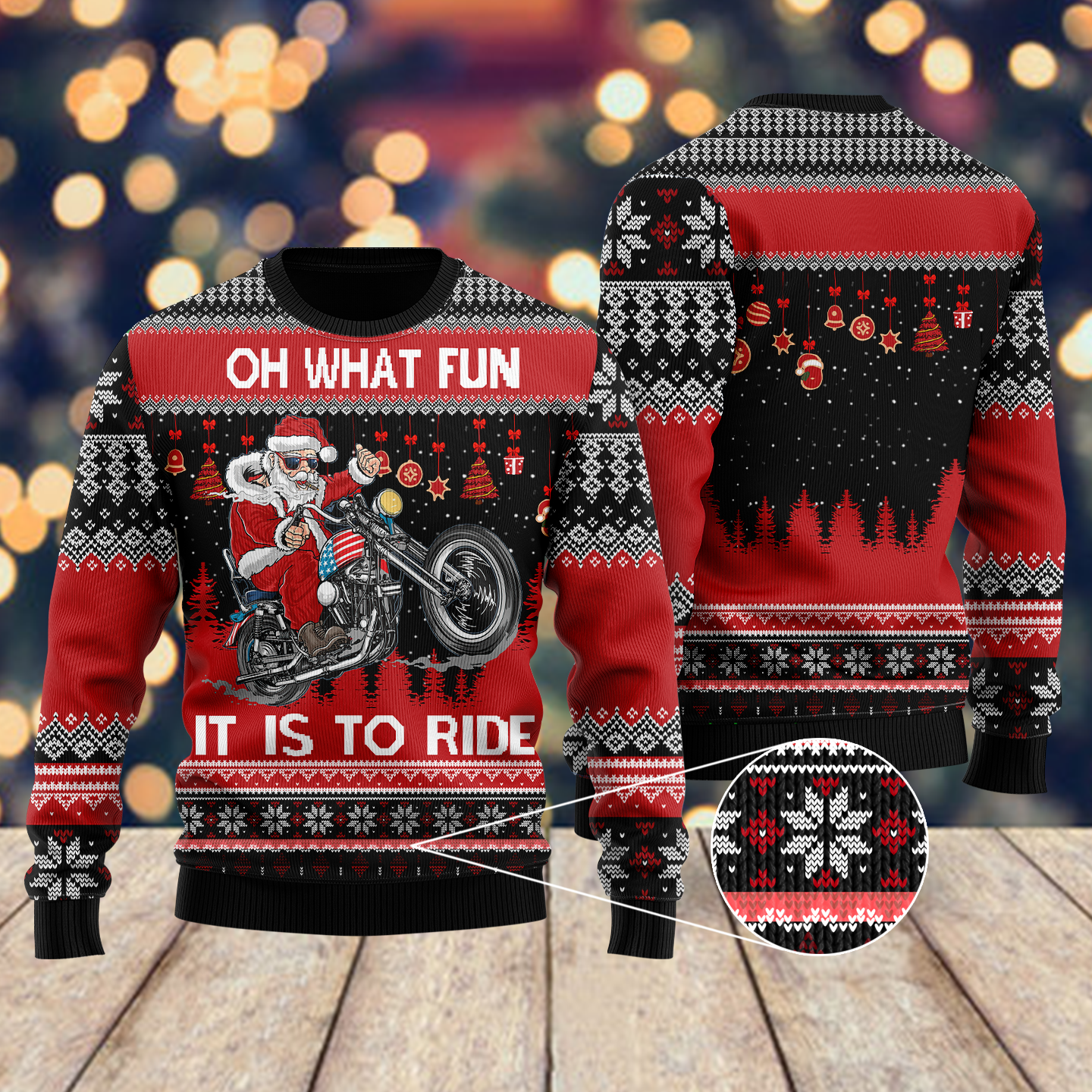 Biker Motorcycle Lover Xmas Ugly Christmas Sweater | For Men & Women | Adult | Uh1040