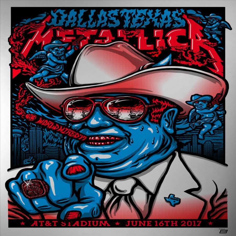 Metallica 2017 AT&T Stadium Dallas, TX Poster – Silver Edition of 70