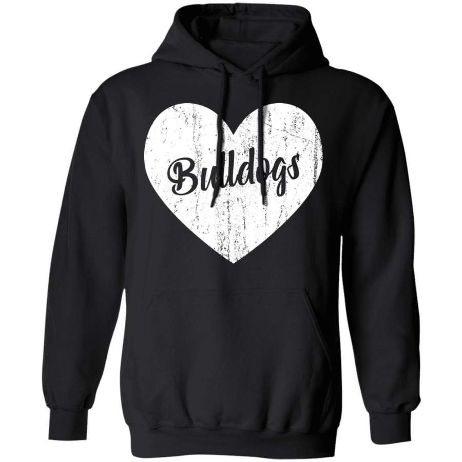 Bulldogs School Sports Fan Team Spirit Mascot Heart Gift Hoodie