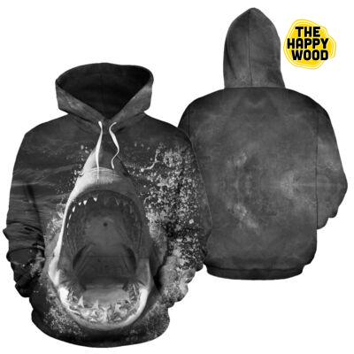 Shark Print Hoodie Sweatshirt