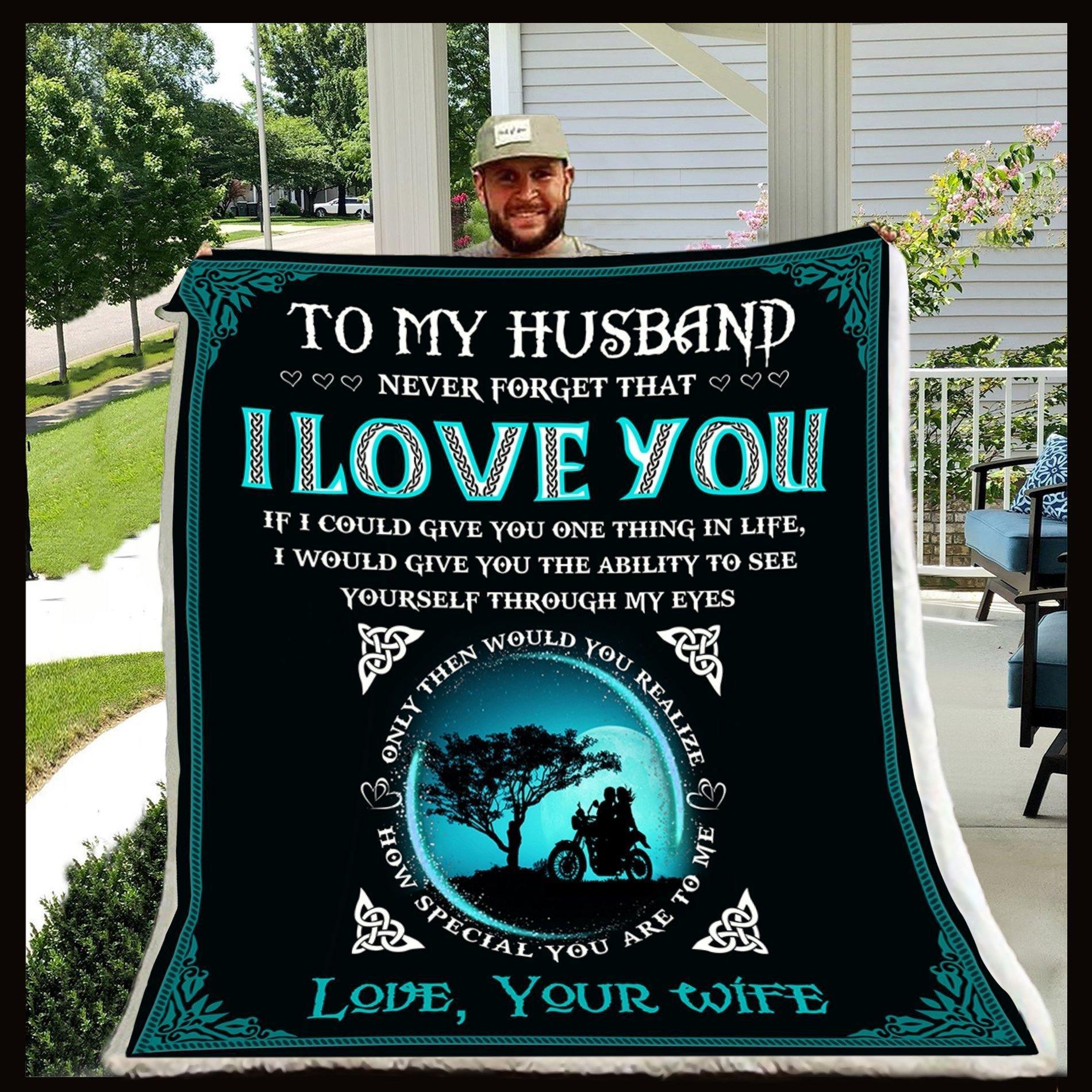 Wife To Husband – I Love You Biker – Home Decor Gift For Family – Sherpa Blanket Fleece Blanket