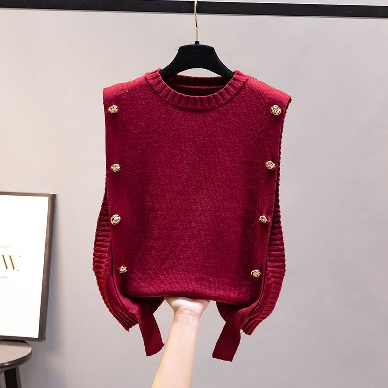 Women’s waistcoat spring and autumn outer wear pullover sweater 2022 fashion casual new ladies sleeveless round neck knitted top alx