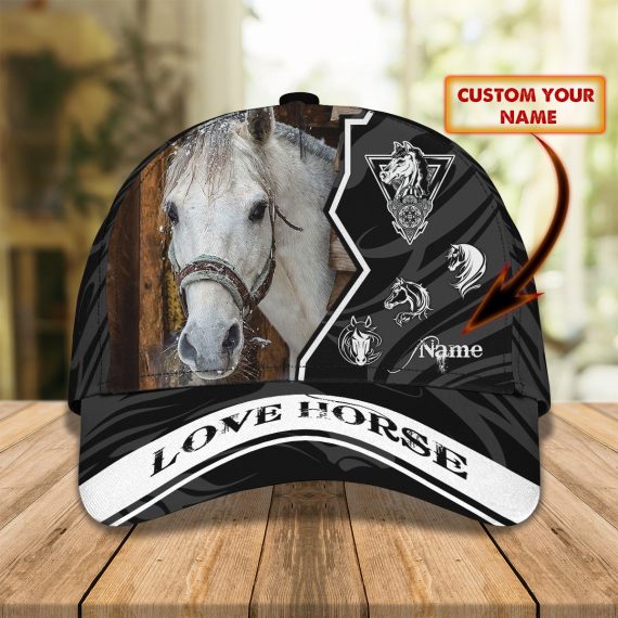 Love Horse Personalized Name All Over Print Classic Cap For Horse Lovers